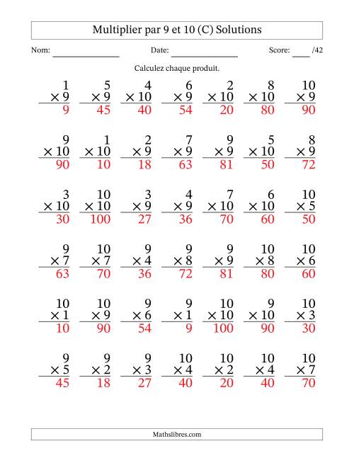 Multiplier (1 à 10) par 9 et 10 (42 Questions) (C) page 2