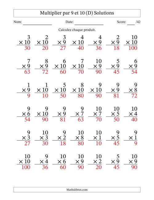 Multiplier (1 à 10) par 9 et 10 (42 Questions) (D) page 2