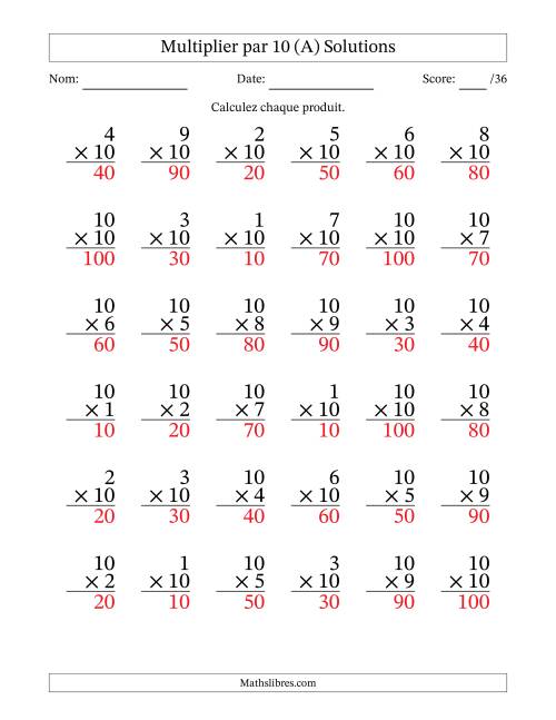 Multiplier (1 à 10) par 10 (36 Questions) (A) page 2