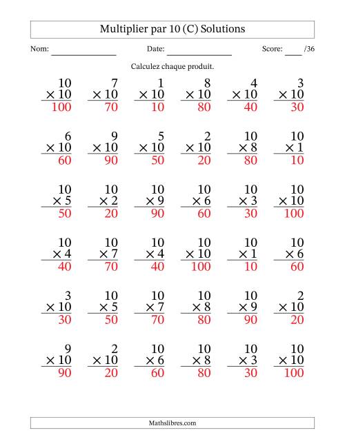 Multiplier (1 à 10) par 10 (36 Questions) (C) page 2