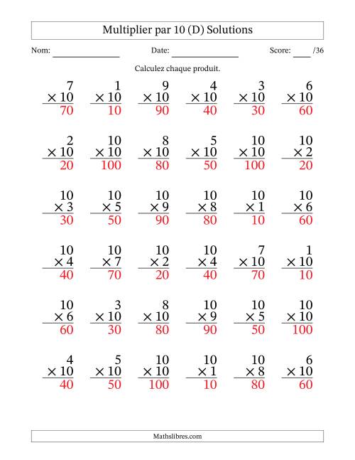 Multiplier (1 à 10) par 10 (36 Questions) (D) page 2