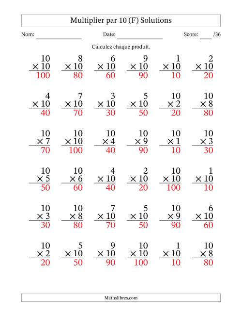 Multiplier (1 à 10) par 10 (36 Questions) (F) page 2