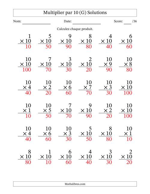 Multiplier (1 à 10) par 10 (36 Questions) (G) page 2