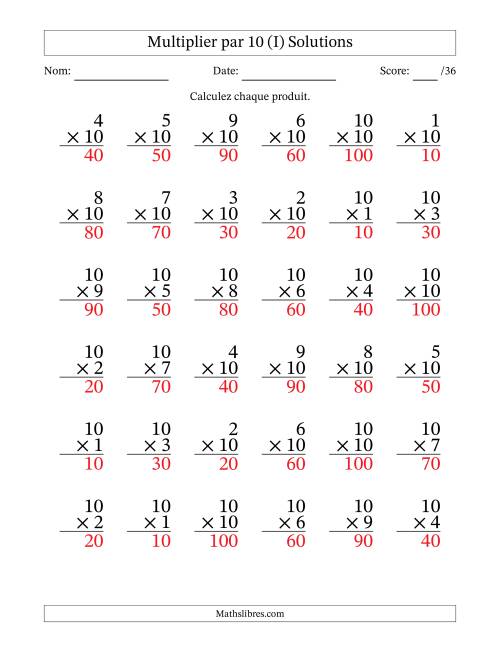 Multiplier (1 à 10) par 10 (36 Questions) (I) page 2
