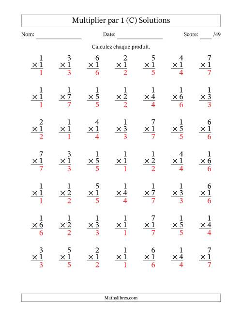 Multiplier (1 à 7) par 1 (49 Questions) (C) page 2