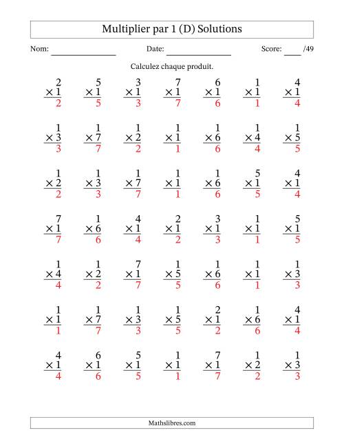 Multiplier (1 à 7) par 1 (49 Questions) (D) page 2