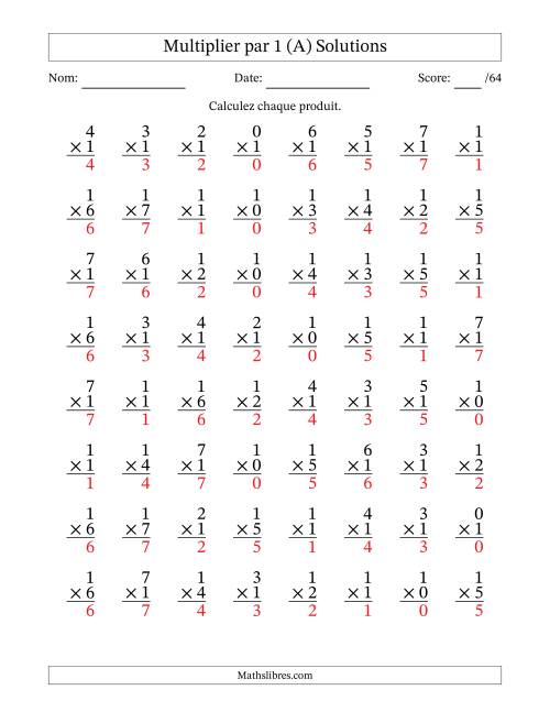 Multiplier (0 à 7) par 1 (64 Questions) (A) page 2