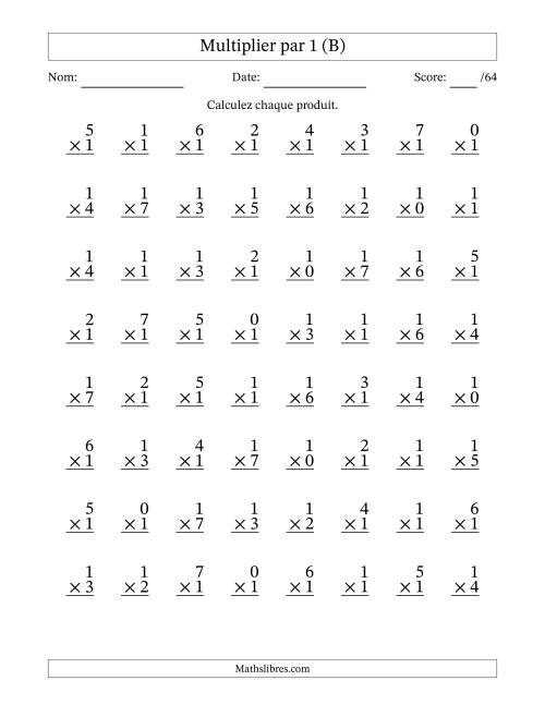 Multiplier (0 à 7) par 1 (64 Questions) (B)