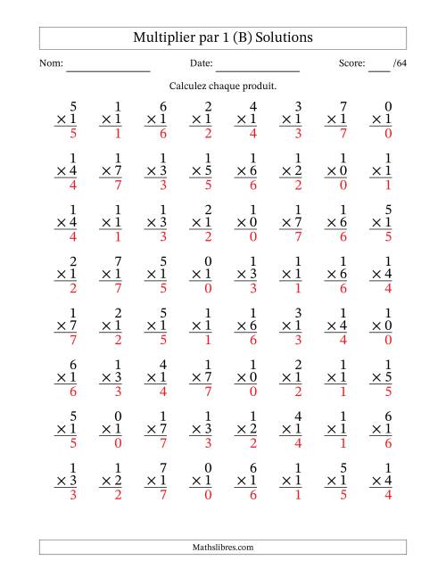 Multiplier (0 à 7) par 1 (64 Questions) (B) page 2