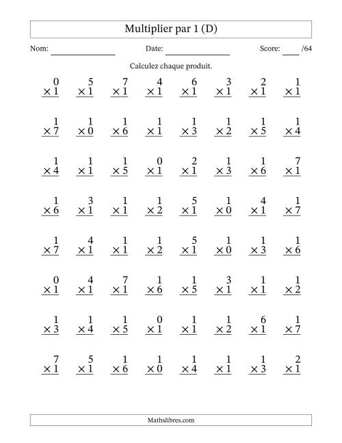 Multiplier (0 à 7) par 1 (64 Questions) (D)