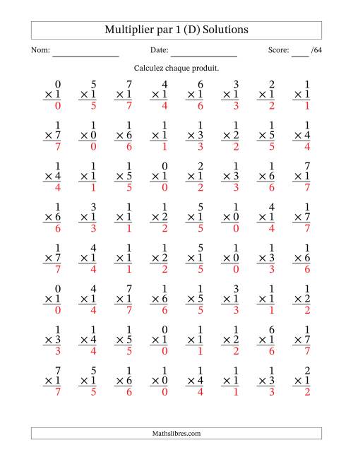 Multiplier (0 à 7) par 1 (64 Questions) (D) page 2