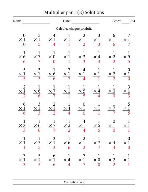 Multiplier (0 à 7) par 1 (64 Questions) (E) page 2