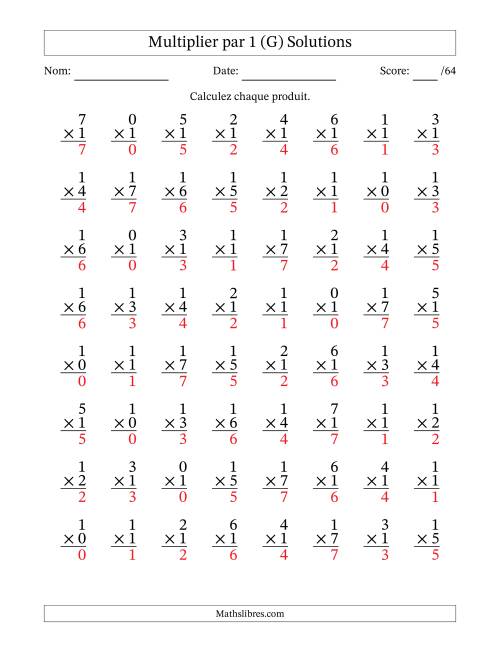Multiplier (0 à 7) par 1 (64 Questions) (G) page 2