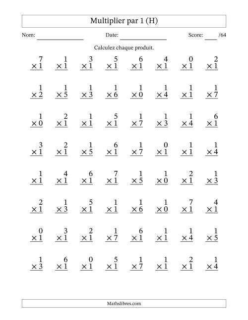 Multiplier (0 à 7) par 1 (64 Questions) (H)