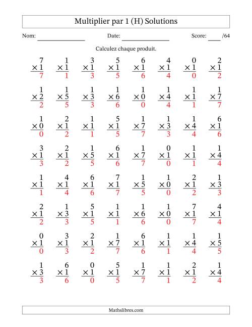 Multiplier (0 à 7) par 1 (64 Questions) (H) page 2