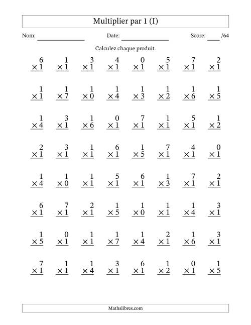 Multiplier (0 à 7) par 1 (64 Questions) (I)
