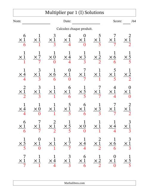 Multiplier (0 à 7) par 1 (64 Questions) (I) page 2