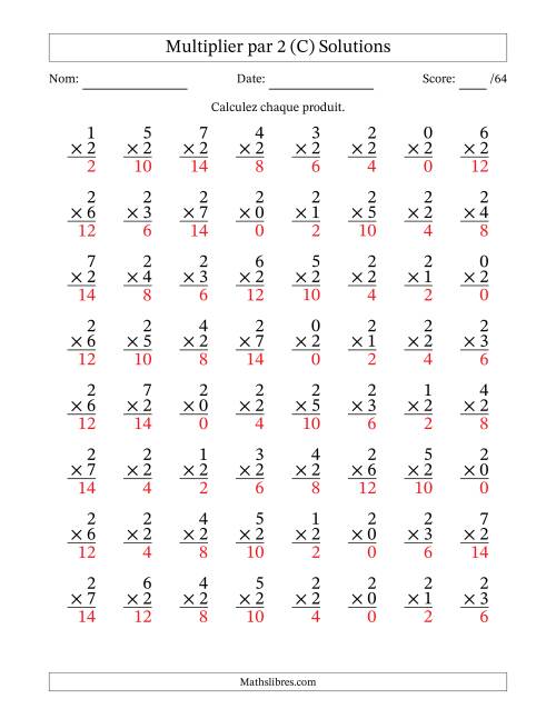 Multiplier (0 à 7) par 2 (64 Questions) (C) page 2