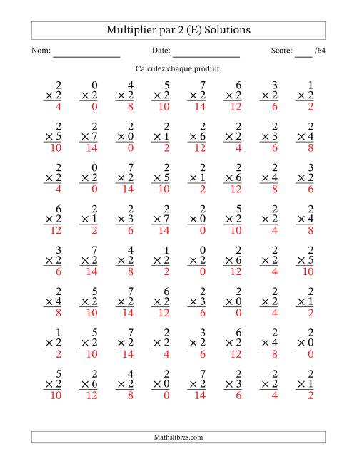 Multiplier (0 à 7) par 2 (64 Questions) (E) page 2