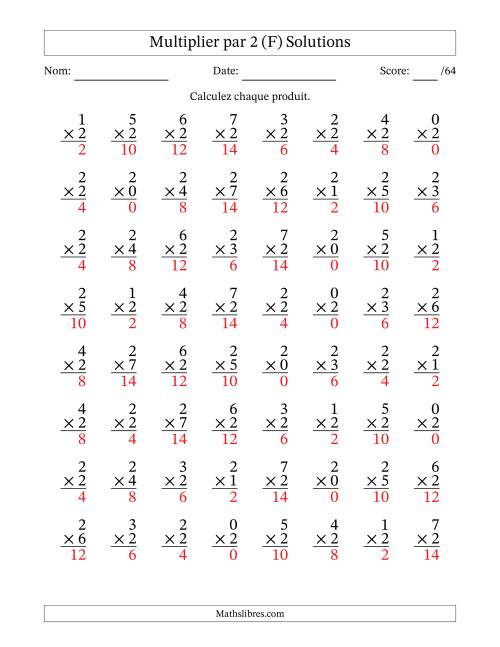 Multiplier (0 à 7) par 2 (64 Questions) (F) page 2