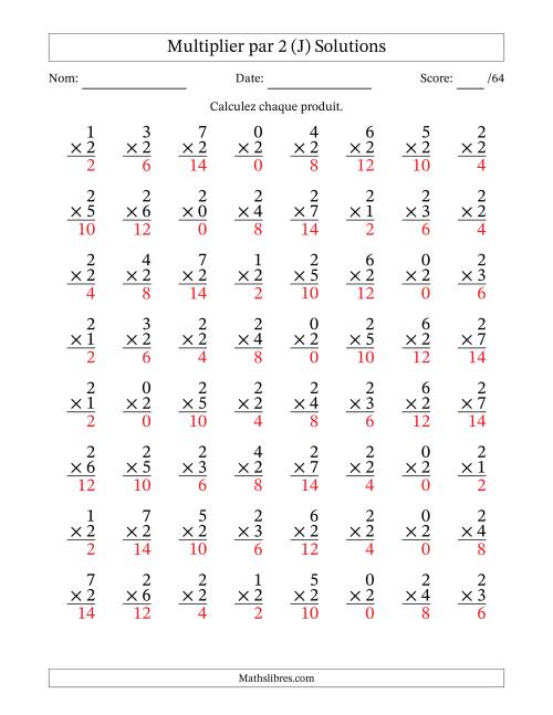 Multiplier (0 à 7) par 2 (64 Questions) (J) page 2