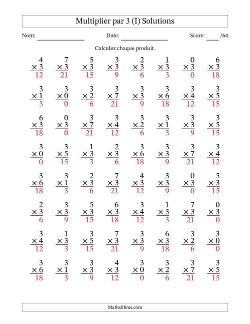 Multiplier (0 à 7) par 3 (64 Questions) (I) page 2
