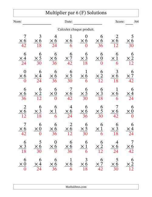 Multiplier (0 à 7) par 6 (64 Questions) (F) page 2
