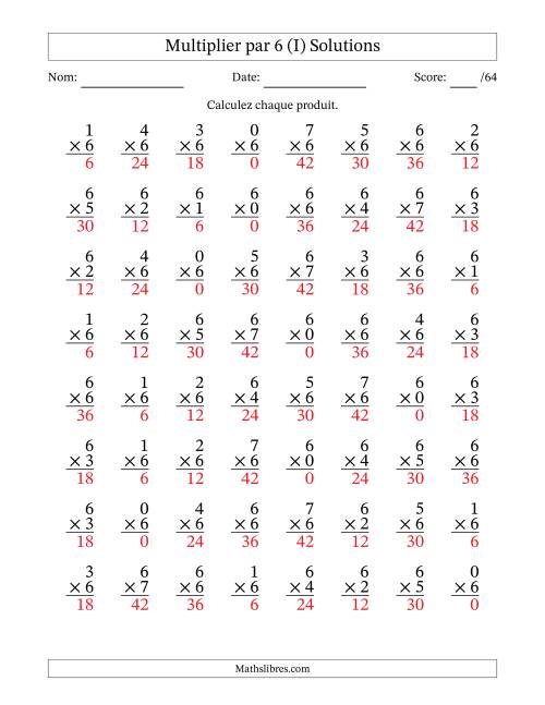 Multiplier (0 à 7) par 6 (64 Questions) (I) page 2