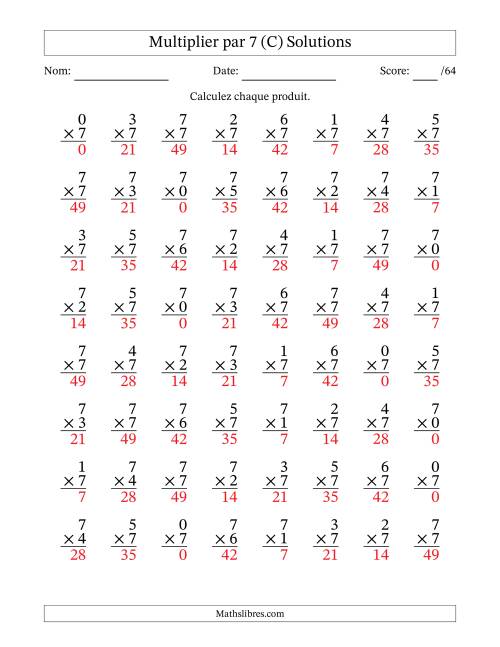 Multiplier (0 à 7) par 7 (64 Questions) (C) page 2