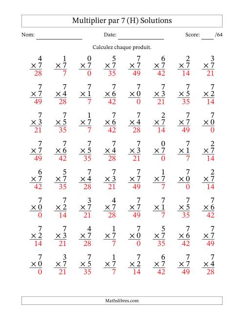 Multiplier (0 à 7) par 7 (64 Questions) (H) page 2