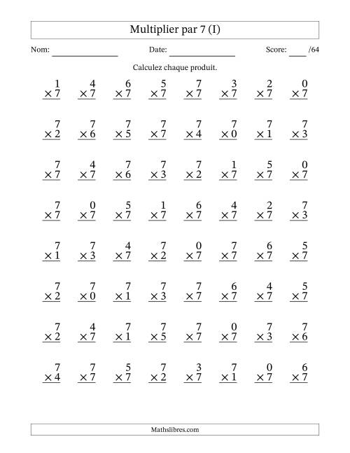 Multiplier (0 à 7) par 7 (64 Questions) (I)