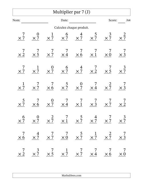 Multiplier (0 à 7) par 7 (64 Questions) (J)