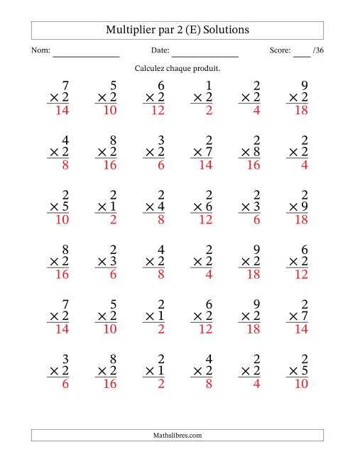 Multiplier (1 à 9) par 2 (36 Questions) (E) page 2