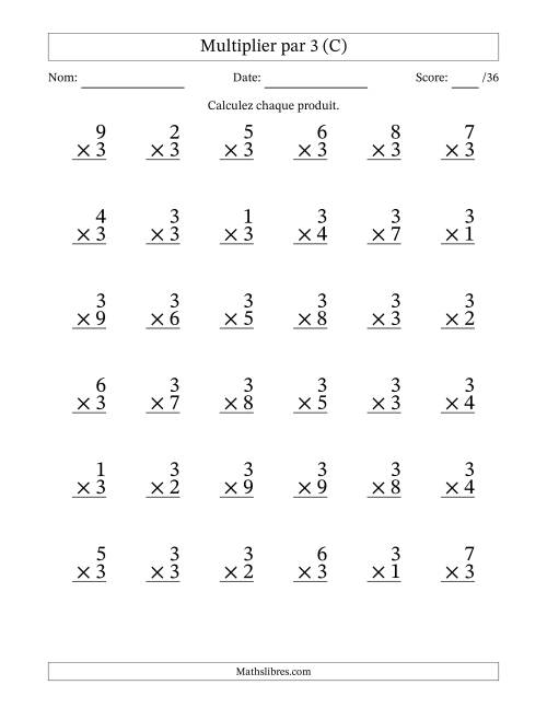 Multiplier (1 à 9) par 3 (36 Questions) (C)