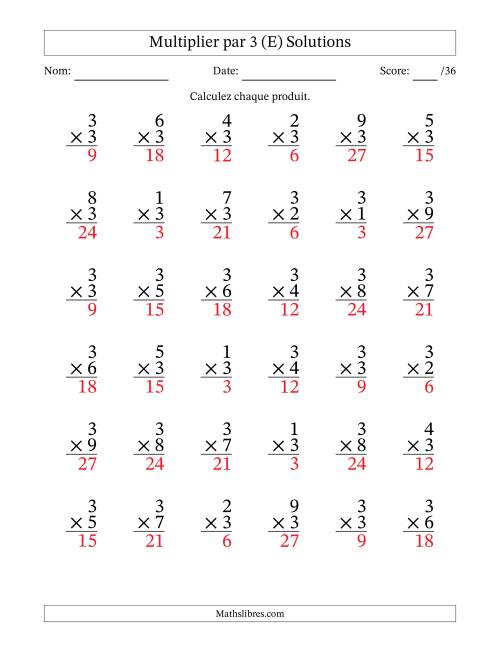 Multiplier (1 à 9) par 3 (36 Questions) (E) page 2