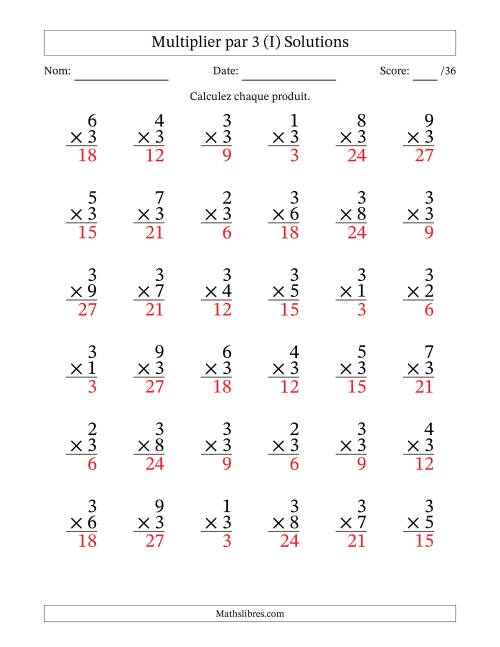 Multiplier (1 à 9) par 3 (36 Questions) (I) page 2