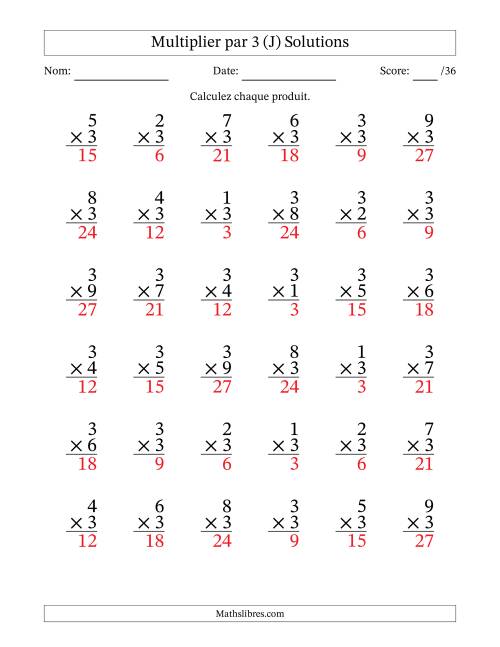 Multiplier (1 à 9) par 3 (36 Questions) (J) page 2