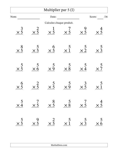 Multiplier (1 à 9) par 5 (36 Questions) (I)