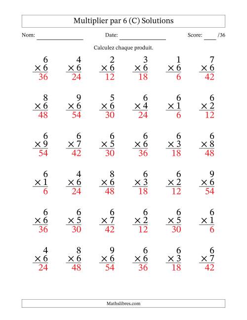 Multiplier (1 à 9) par 6 (36 Questions) (C) page 2