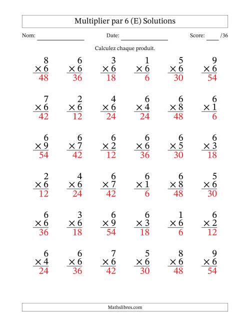 Multiplier (1 à 9) par 6 (36 Questions) (E) page 2