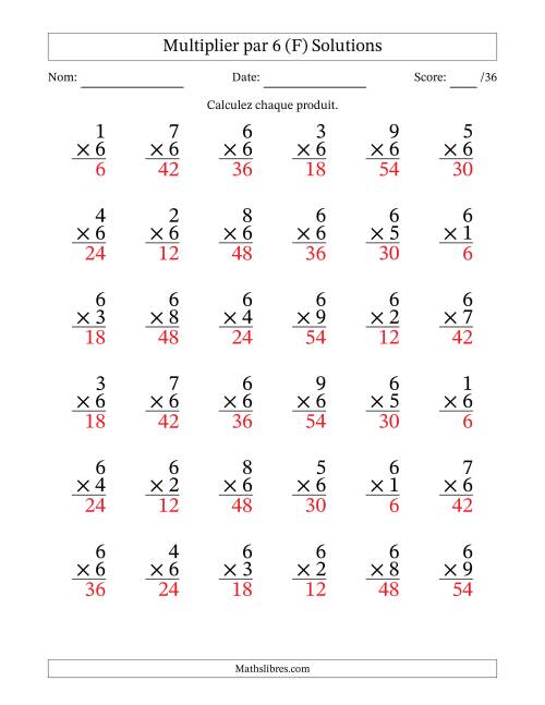 Multiplier (1 à 9) par 6 (36 Questions) (F) page 2
