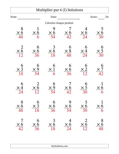 Multiplier (1 à 9) par 6 (36 Questions) (I) page 2