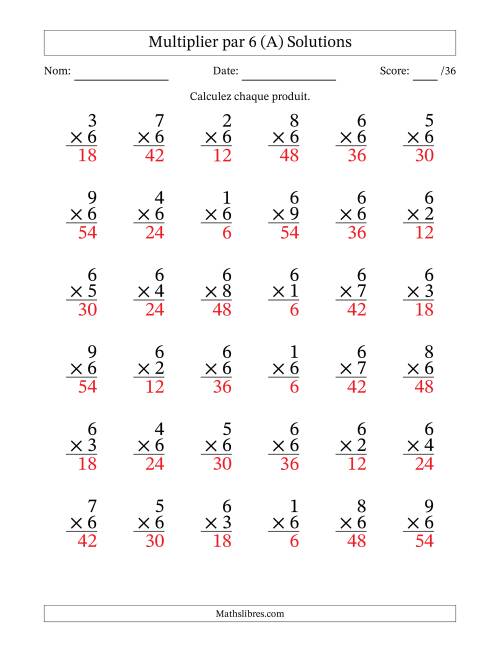 Multiplier (1 à 9) par 6 (36 Questions) (Tout) page 2