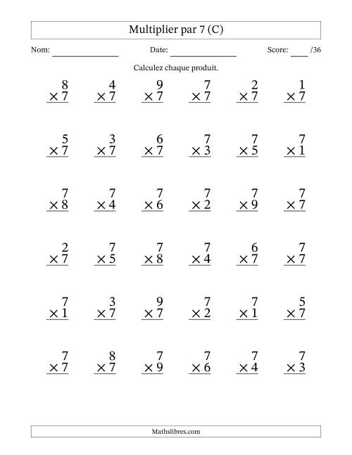 Multiplier (1 à 9) par 7 (36 Questions) (C)