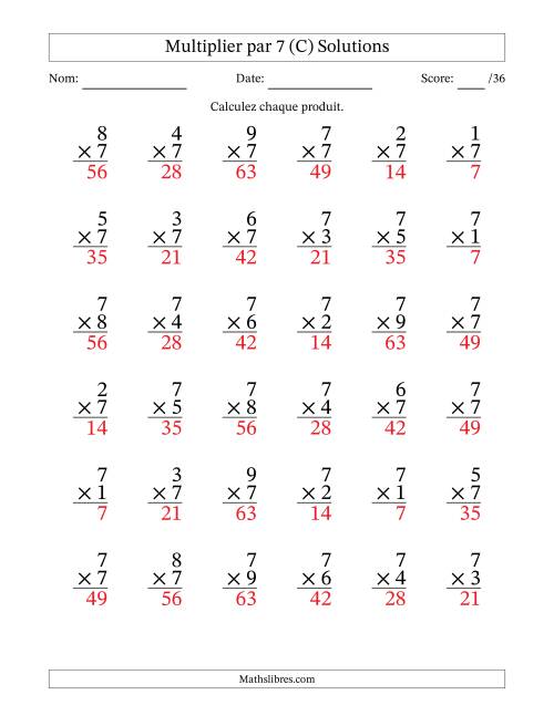 Multiplier (1 à 9) par 7 (36 Questions) (C) page 2