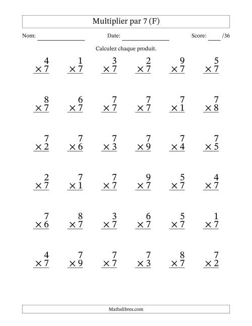 Multiplier (1 à 9) par 7 (36 Questions) (F)