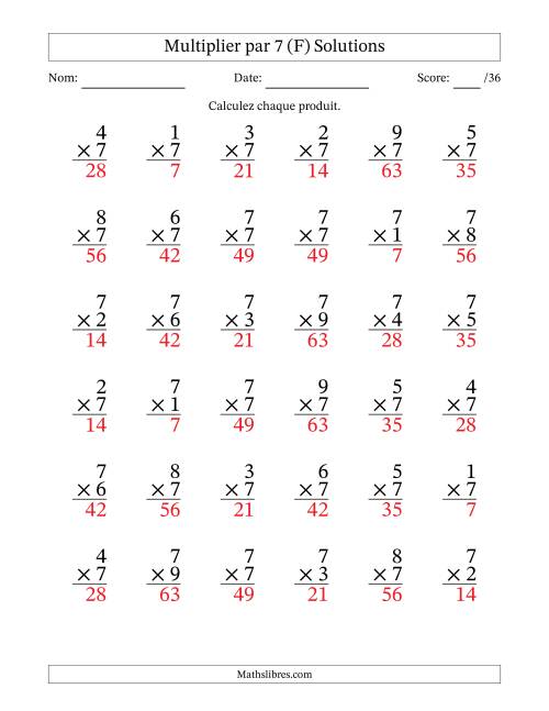 Multiplier (1 à 9) par 7 (36 Questions) (F) page 2