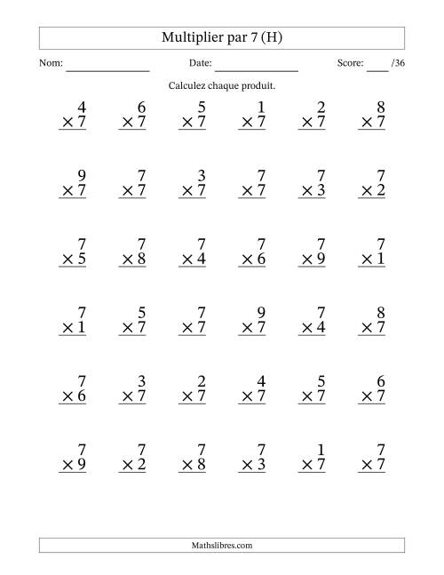 Multiplier (1 à 9) par 7 (36 Questions) (H)