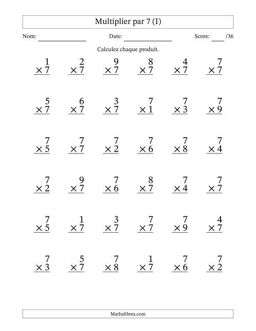 Multiplier (1 à 9) par 7 (36 Questions) (I)