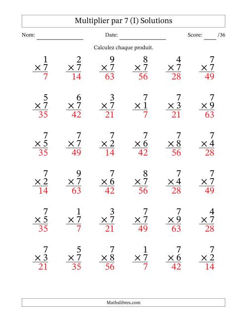 Multiplier (1 à 9) par 7 (36 Questions) (I) page 2